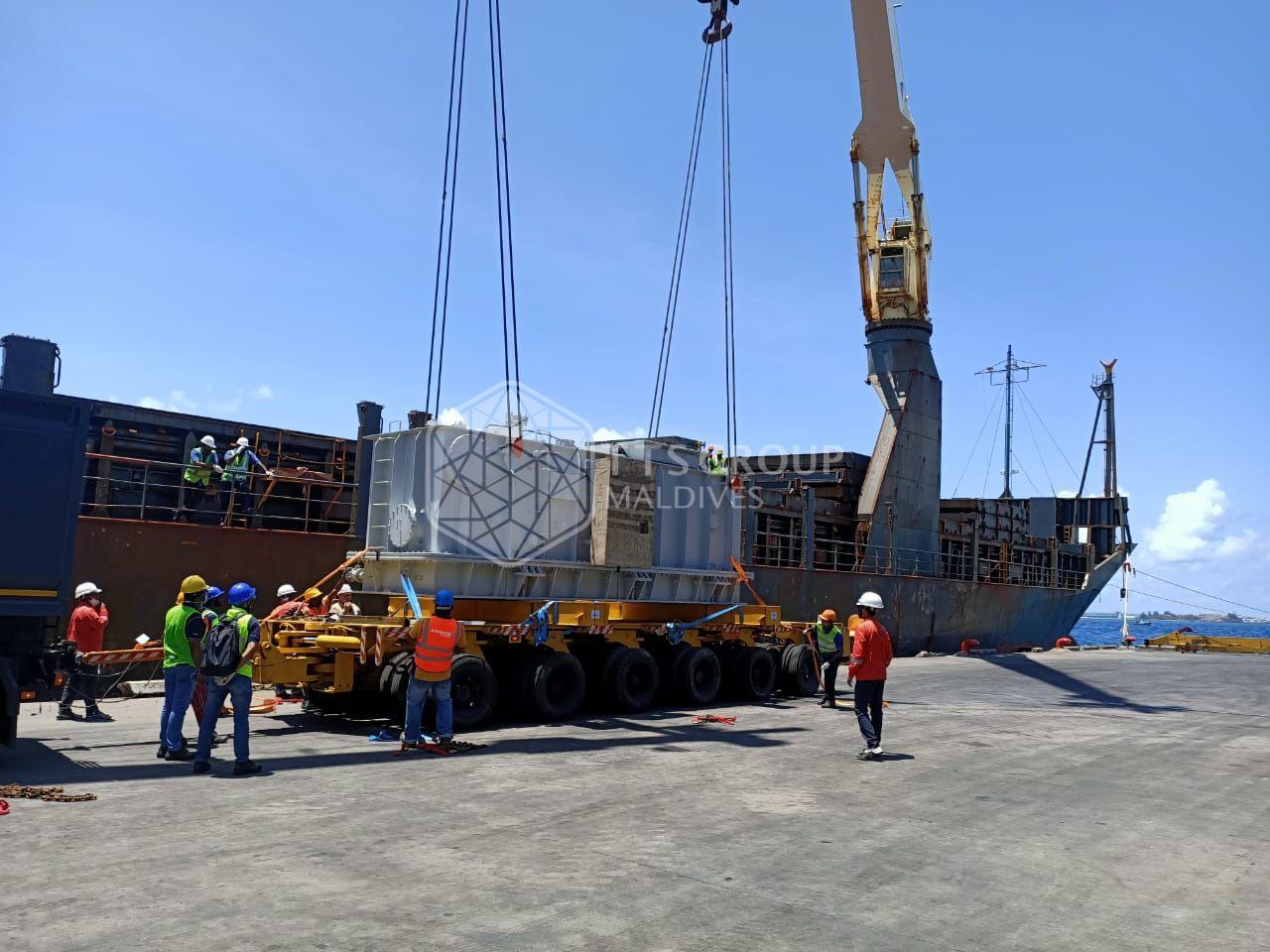 Loading Heavy Cargo Port Maldives